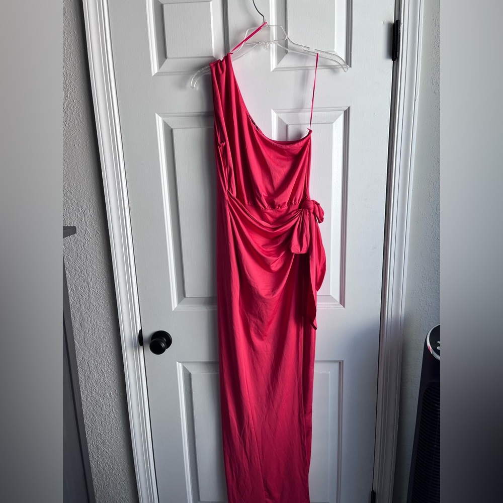 Baltic Born Coral One Shoulder midi dress